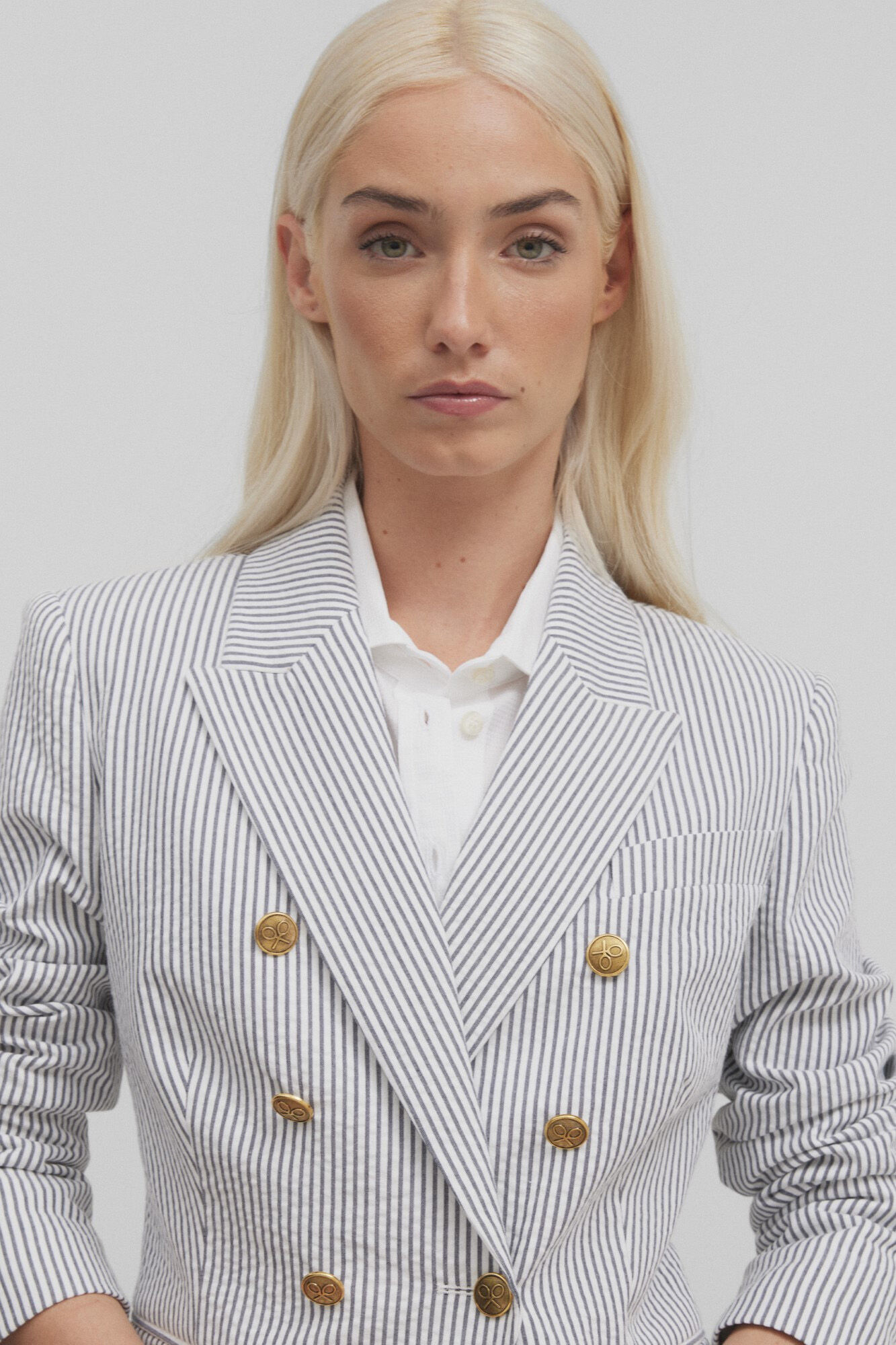 Americana woman cruzada rayas Americanas y blazers de mujer Cortefiel