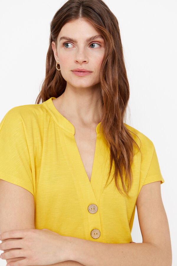 Cortefiel Blouse with dropped sleeves Yellow