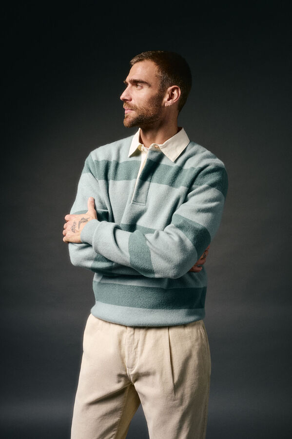 OOTO Camisola rugby gola polo Azul