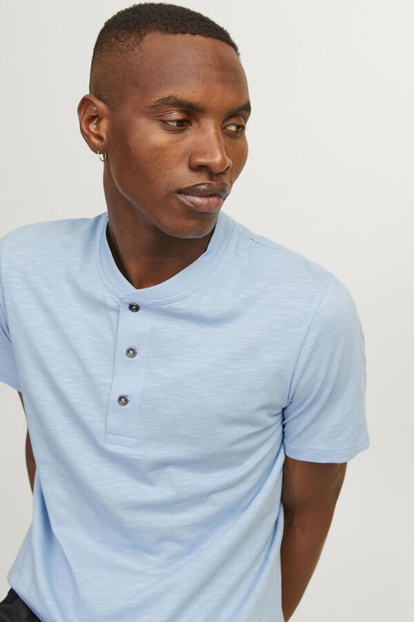 Cortefiel Slim fit buttons t-shirt Blue