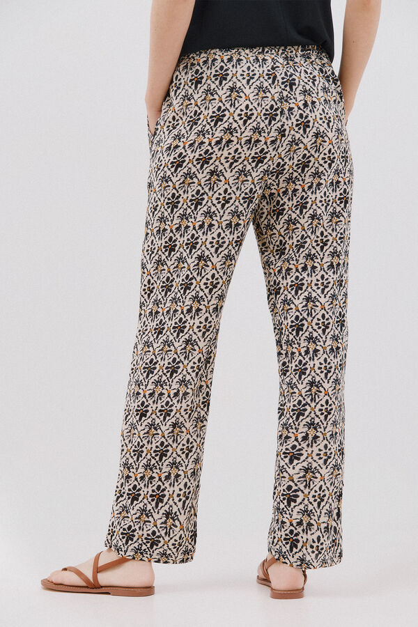 Cortefiel Pantalón fluído estampado Multicolor