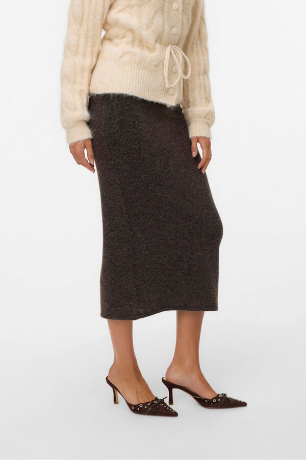 Vero Moda Skirt midi jersey-knit Dark brown