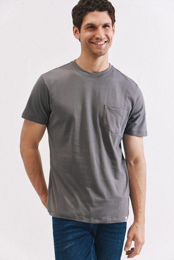 Cortefiel Camisola básica com bolso Cinzento