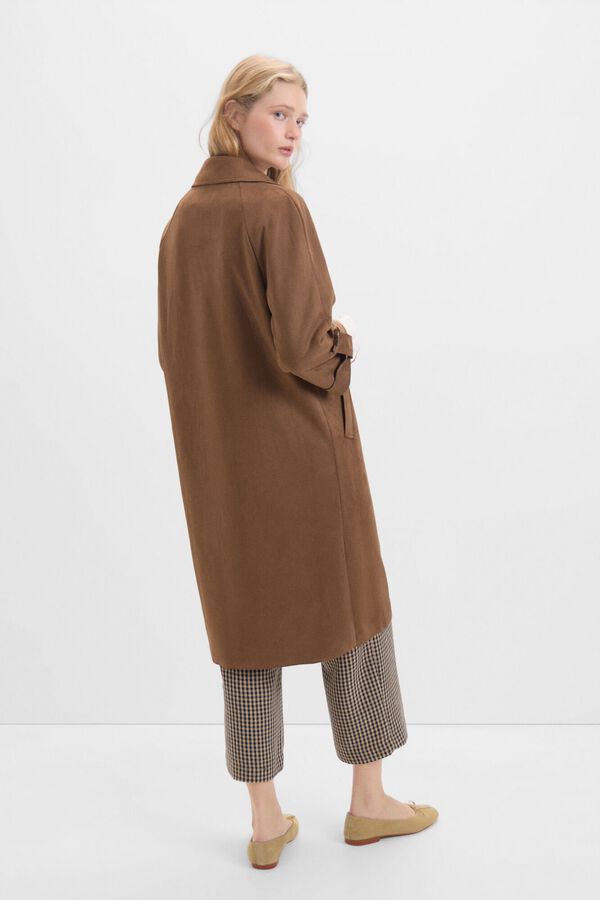 Cortefiel Faux suede trench coat Camel