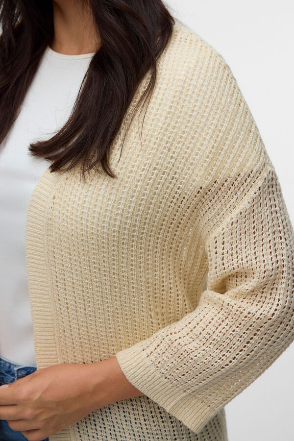 Vero Moda Curve Plus size cold knit cardigan Beige