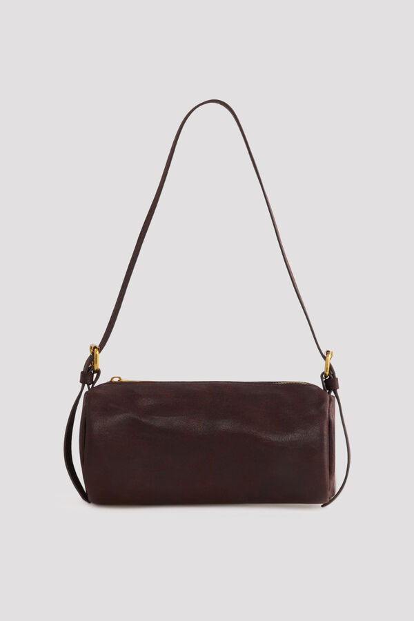 Cortefiel Shoulder barrel bag Dark brown