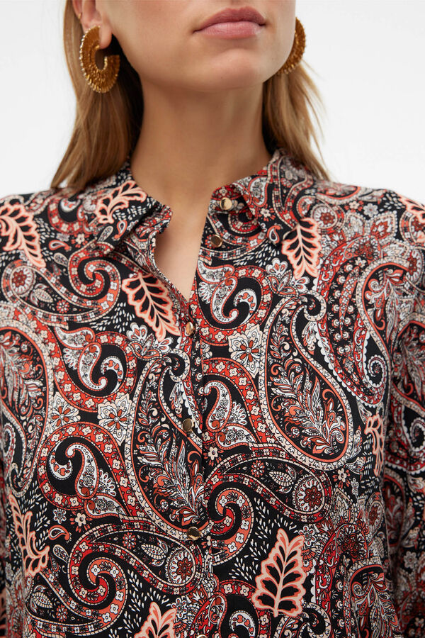 Vero Moda Camisa de manga comprida feminina com estampado paisley Vermelho