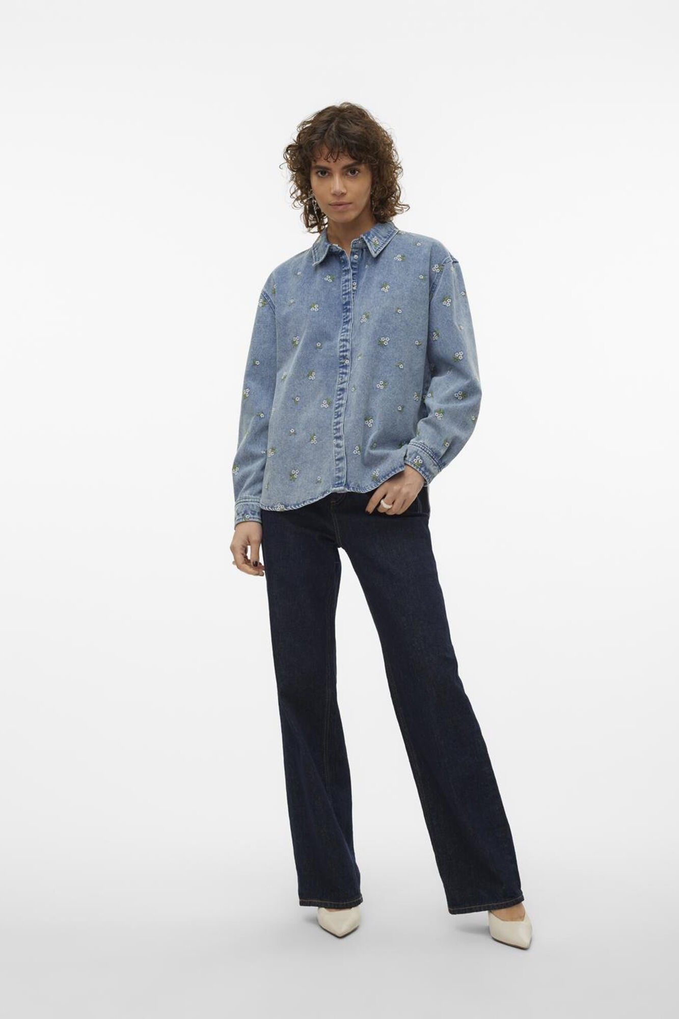 Camisa vaquera estampada Blusas de mujer Cortefiel