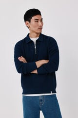 Cortefiel Zip neck sweatshirt Navy