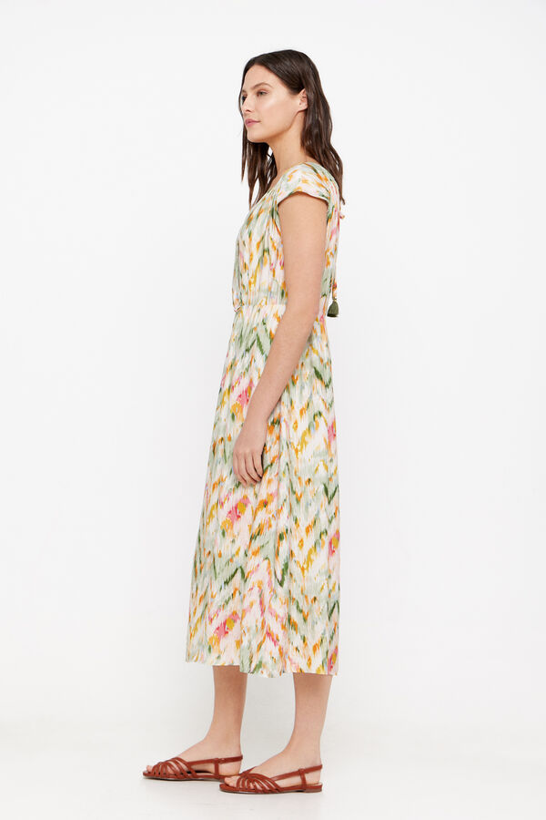 Cortefiel Long printed dress. Multicolour