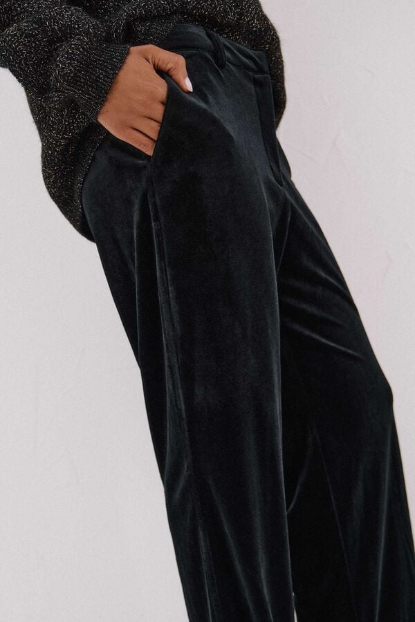 Cortefiel Velvet trousers Black