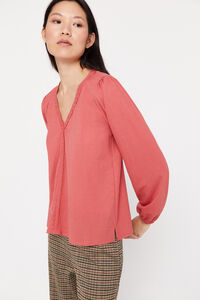 Cortefiel Lace trim comfort blouse Coral