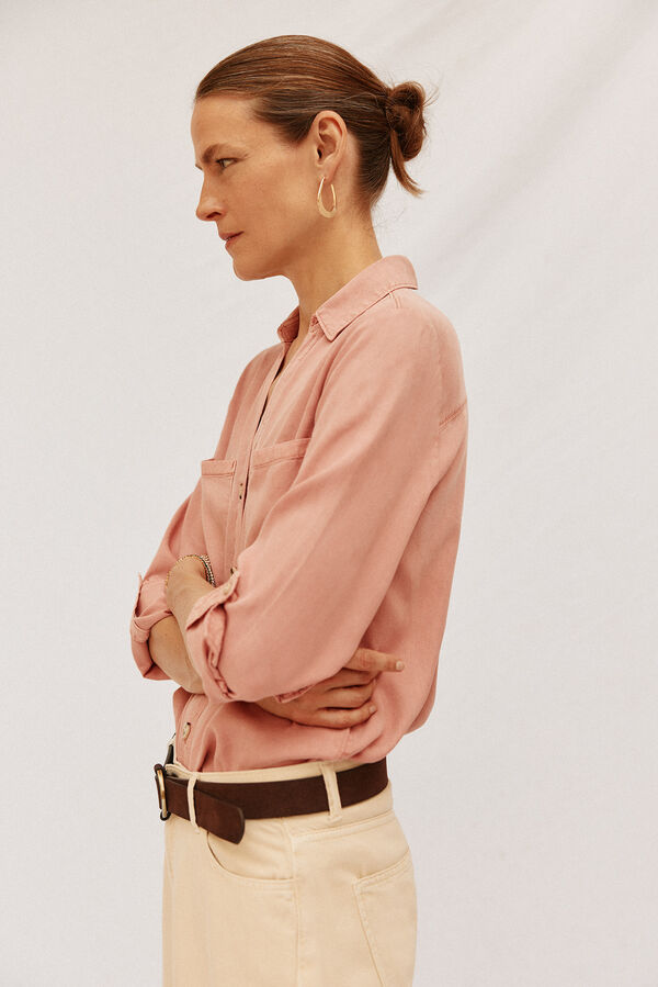 Cortefiel  tencel denim shirt Pink