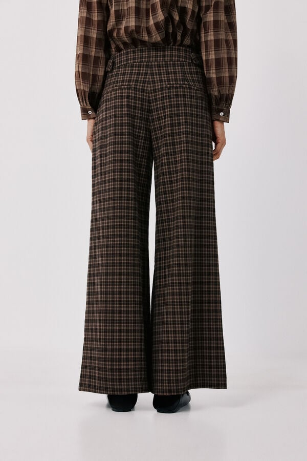 Cortefiel Women's plaid trousers Printed brown