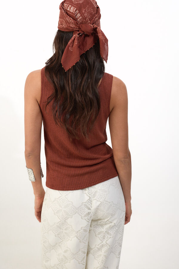 Slowlove Top tirantes botones Castanho