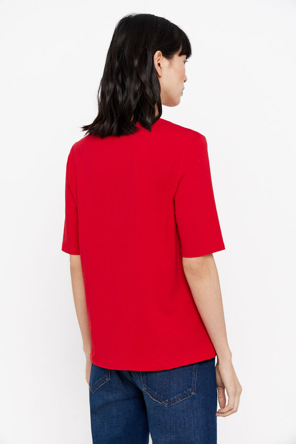 Cortefiel Essential boat neck T-shirt Red
