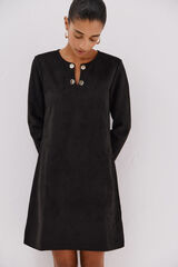 Cortefiel Vestido de camurça Preto