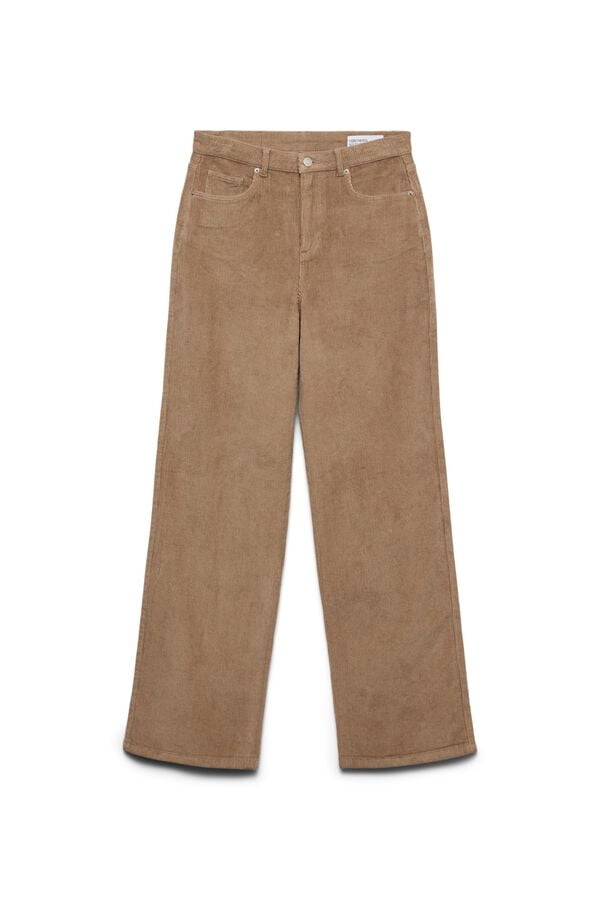 Vero Moda Cal&ccedil;a larga de bombazina Castanho
