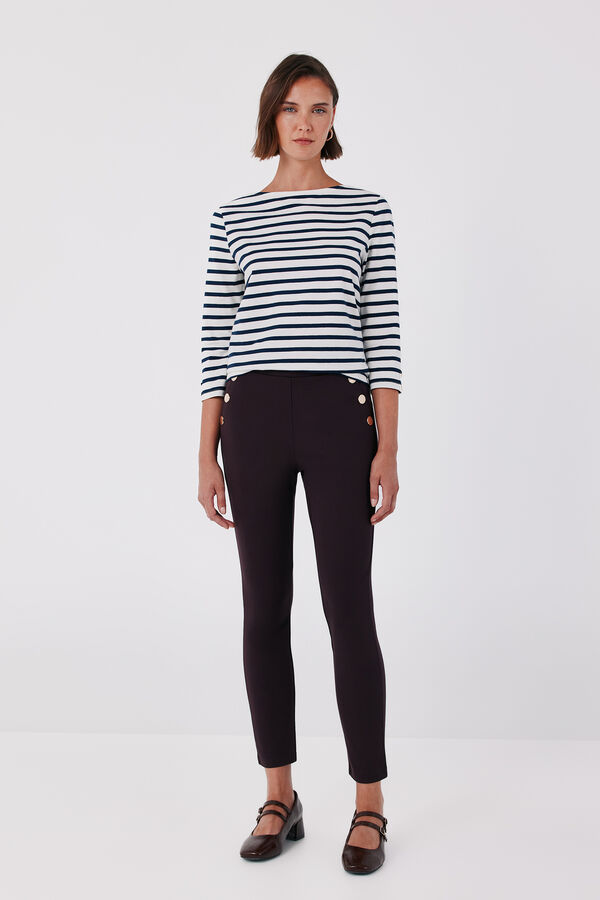 Cortefiel Legging with snaps Dark brown