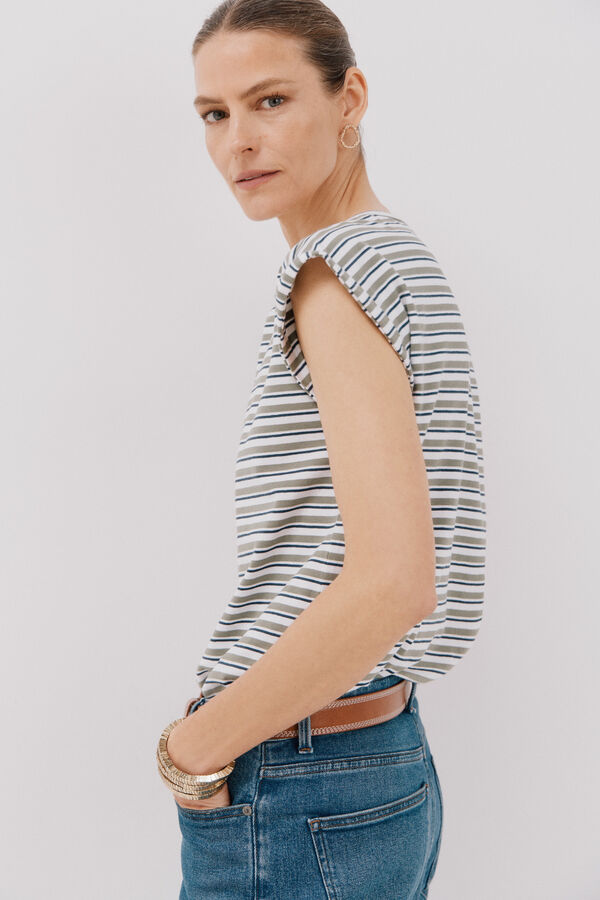 Cortefiel Basic sleeves t-shirt Printed green