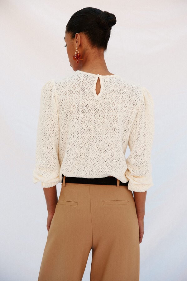 Cortefiel Rustic lace top Ivory