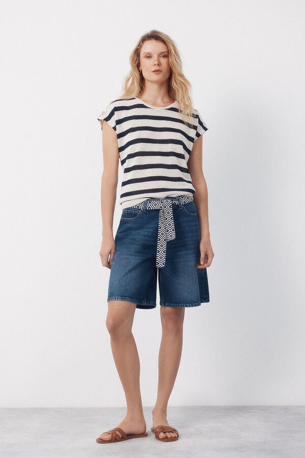 Cortefiel T-shirt textura riscas Azul