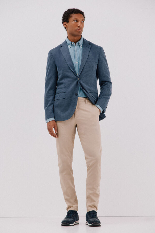 Cortefiel Slim-fit print chinos pants Beige