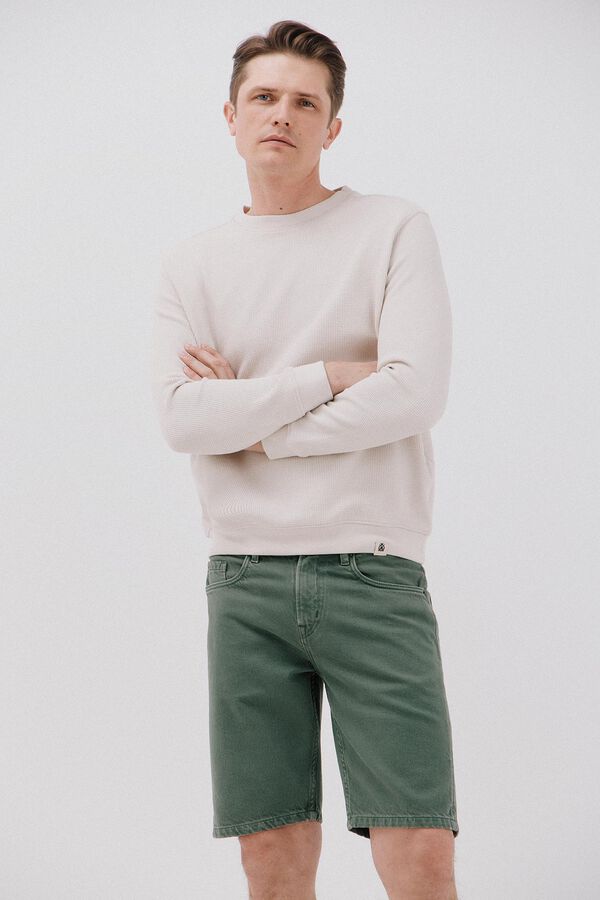 Cortefiel Coloured denim bermuda shorts Green