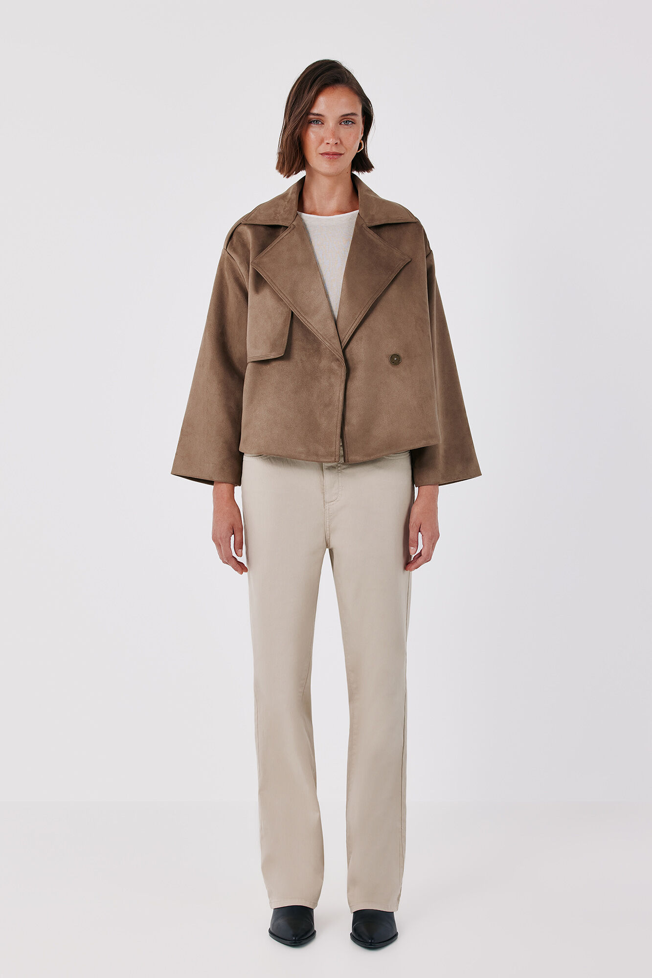 Cortefiel Faux suede short trench