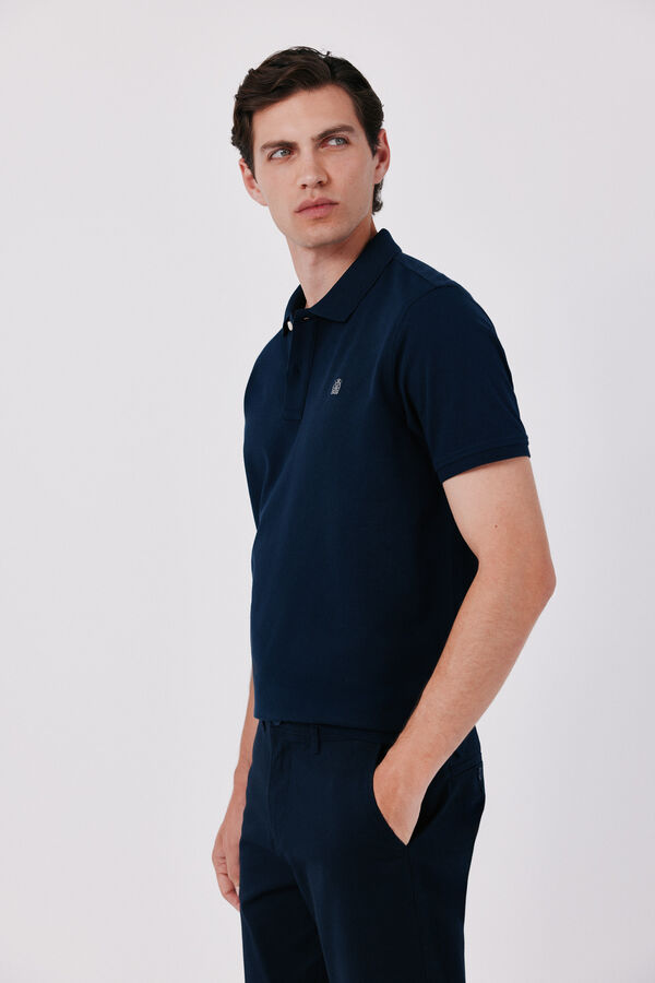 Cortefiel Piqu&eacute; slim polo shirt Navy