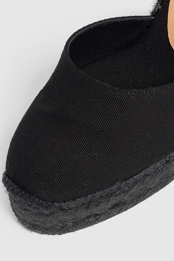 Casta&ntilde;er Alpercata cunha de juta tingida Preto