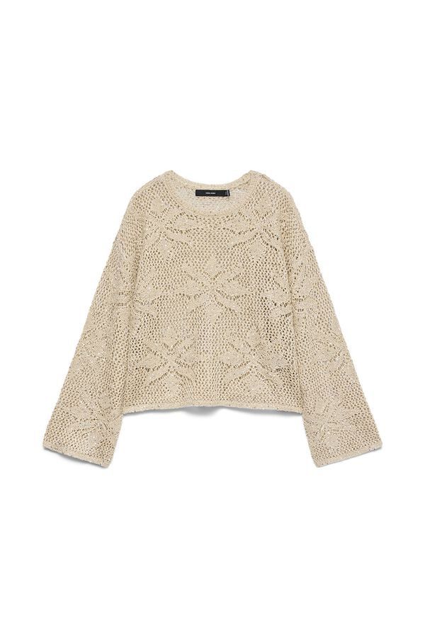 Vero Moda Camisola de crochet com l&uacute;rex Tostado