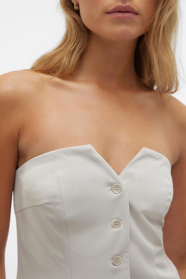 Cortefiel Buttoned top with sweetheart neckline Grey