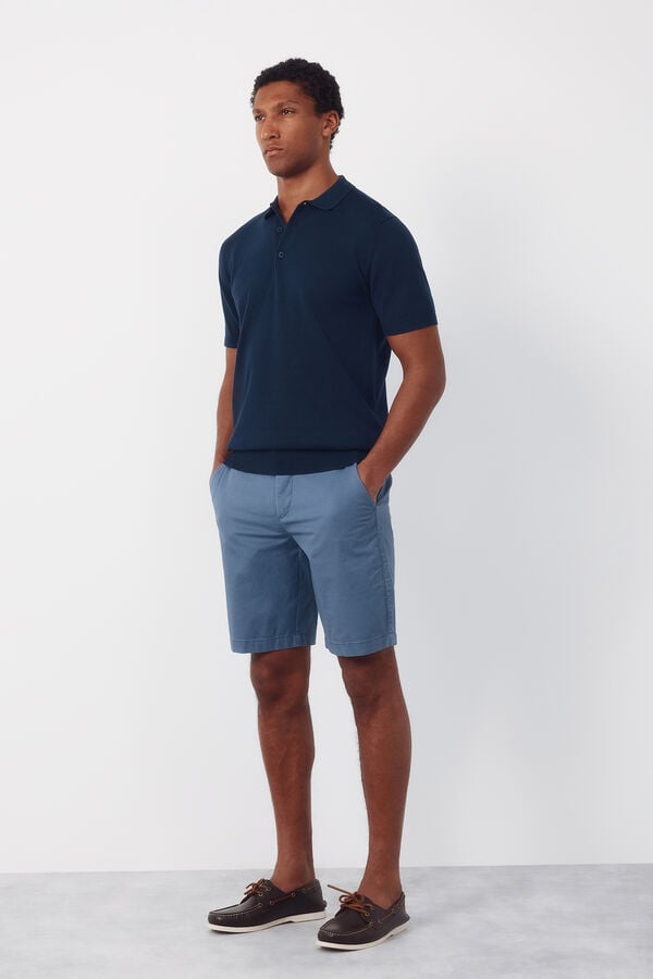 Cortefiel Basic short sleeve polo shirt Navy