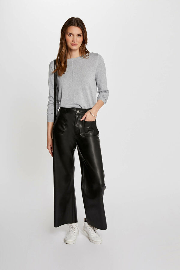 Cortefiel Faux leather pants Black