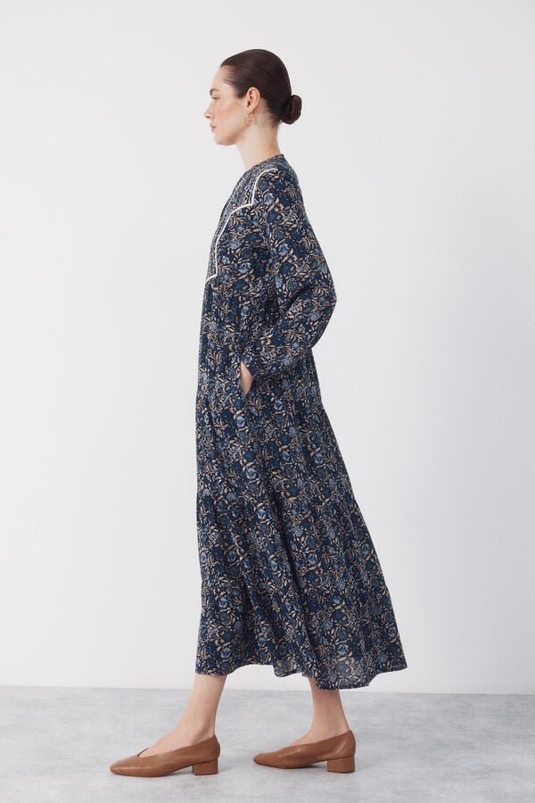 Cortefiel Fluid printed dress Printed blue