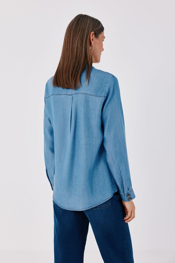 Cortefiel Tencel denim shirt Blue