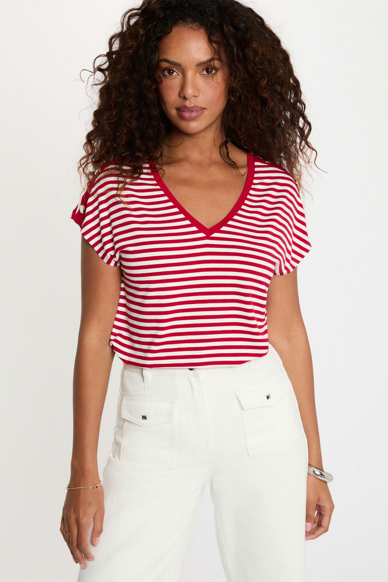Morgan Striped V-neck T-shirt