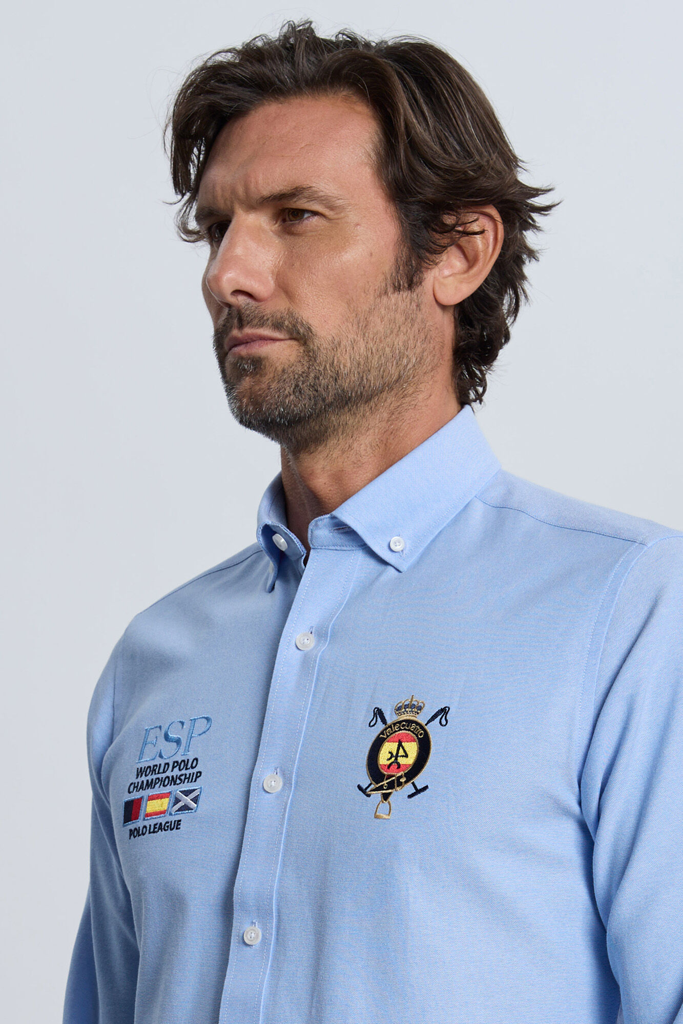 Valecuatro Camisa bordada Espa&ntilde;a celeste