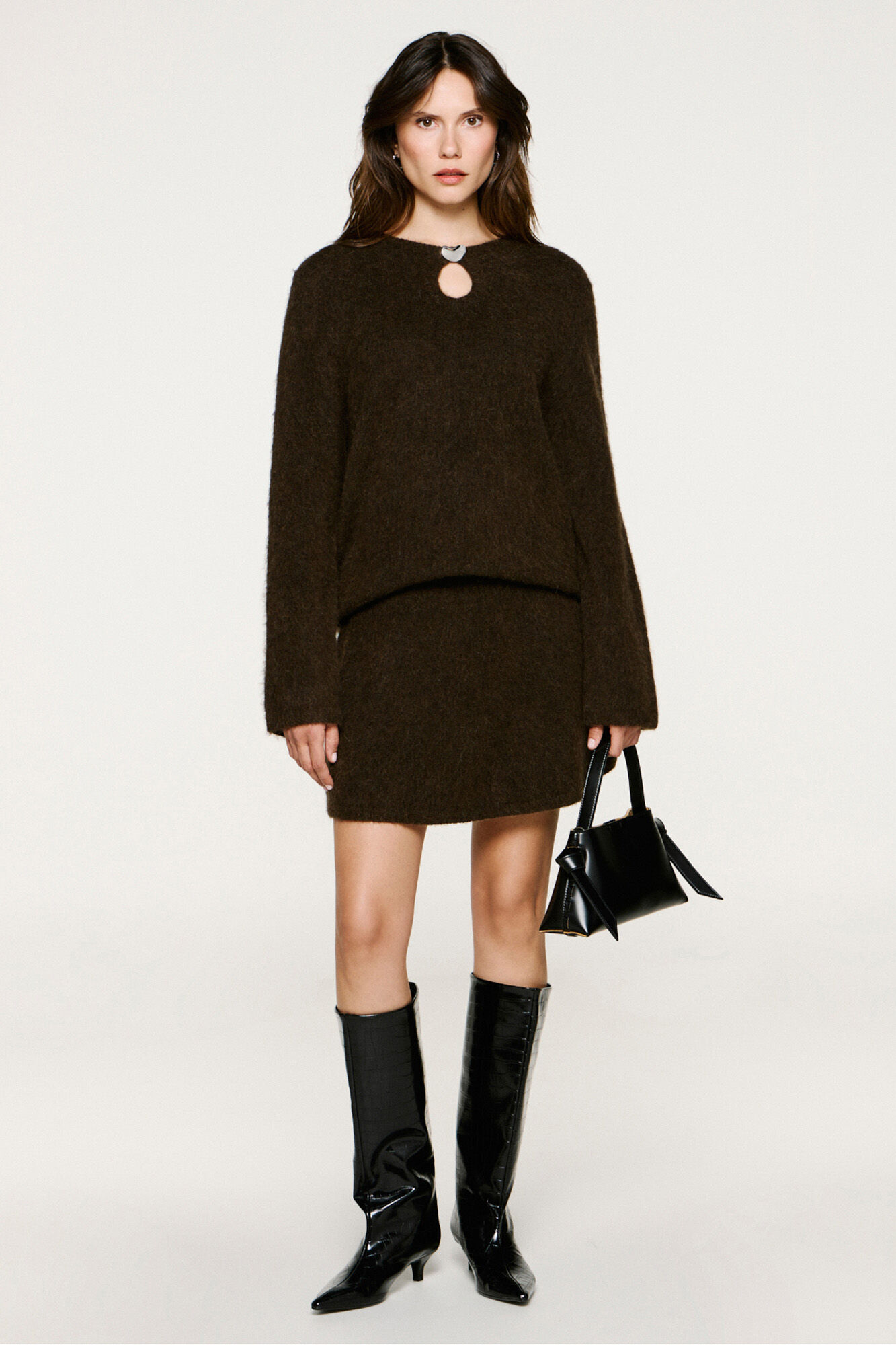 Selected Falda corta alpaca y lana