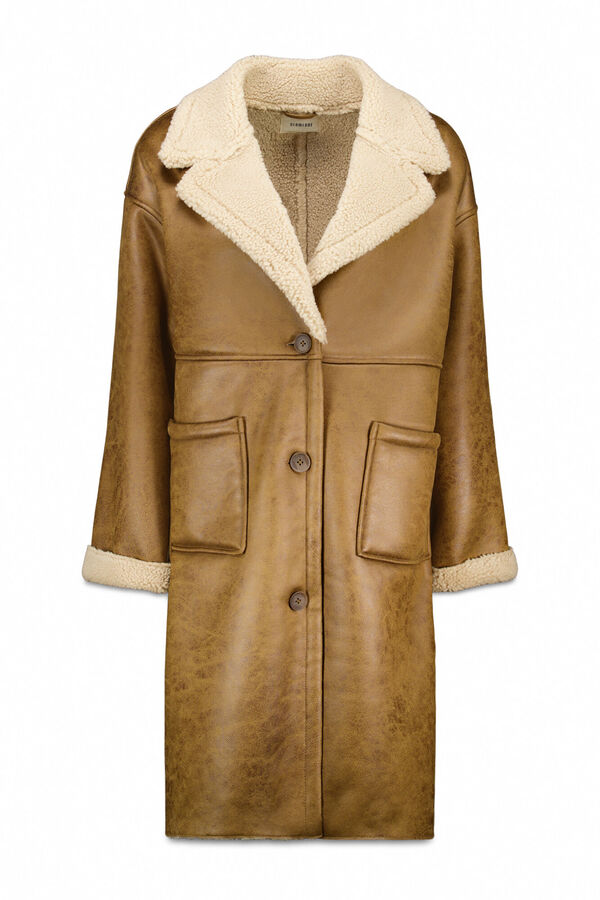 Slowlove Sobretudo longo com efeito dupla face Tostado