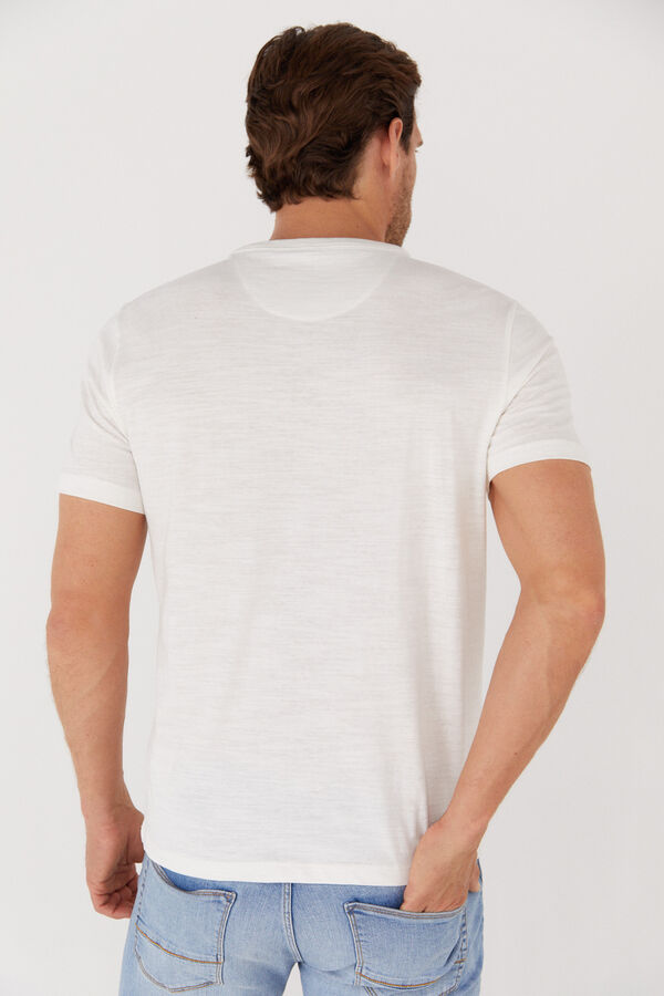 Cortefiel Striped print T-shirt Ivory