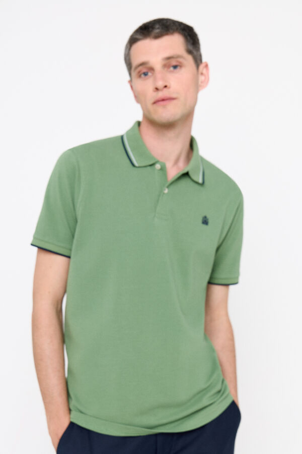 Cortefiel Piqué polo shirt with tipping Green