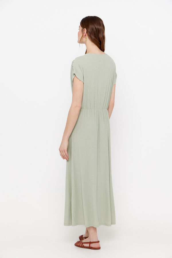Cortefiel Jersey-knit dress with elasticated waist Green