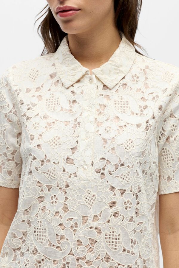 Object Polo de manga curta em renda Branco