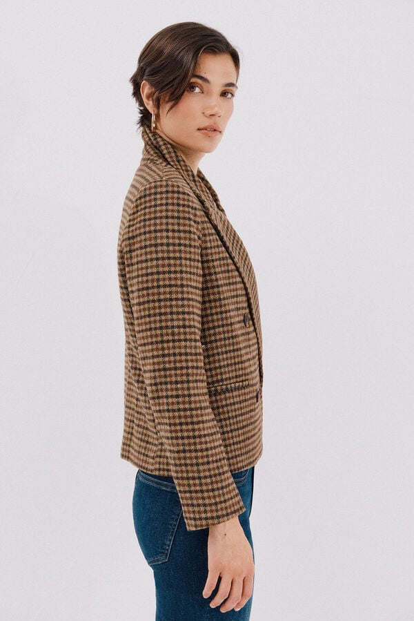 Cortefiel Cropped blazer Printed brown