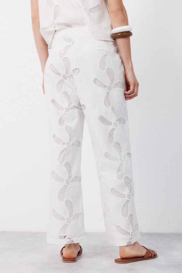 Cortefiel Embroidered trousers White