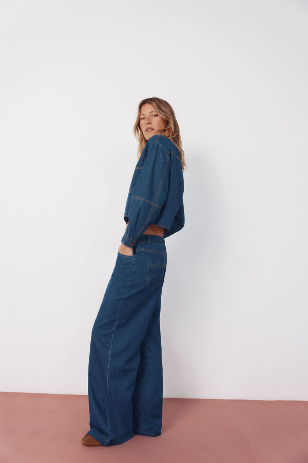 Cortefiel Soft palazzo jeans Blue