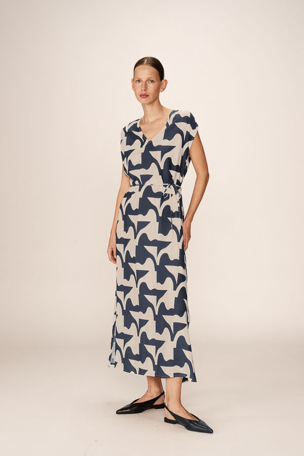 Grace & Mila Vestido longo com estampado geométrica Azul