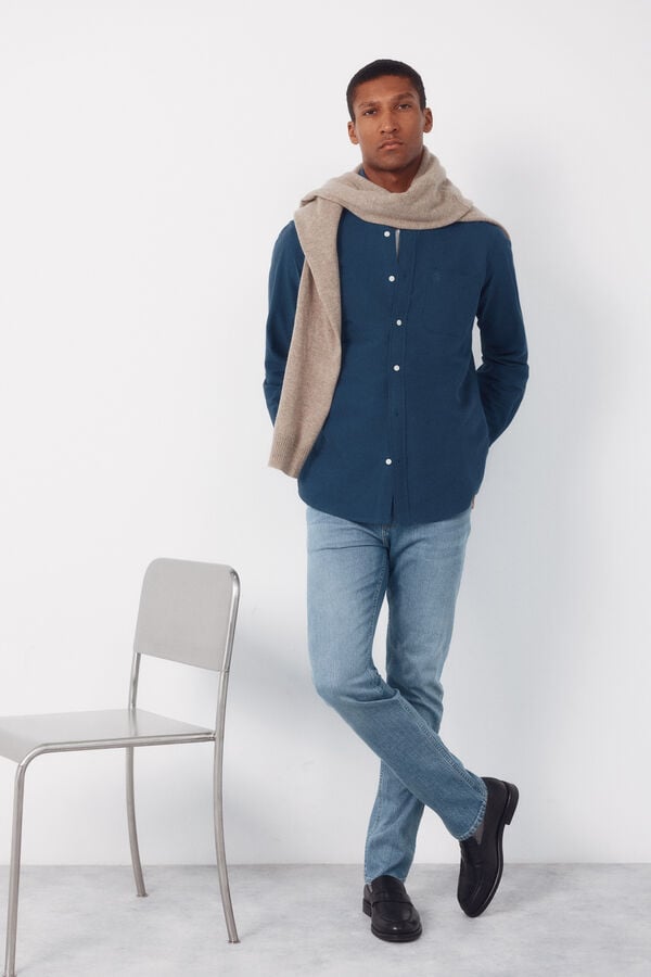 Cortefiel Plain Oxford shirt Blue